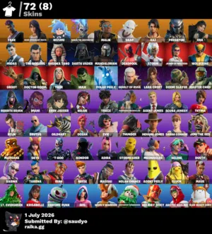 للبيع حساب فورت نايت فيه 74 سكن وفيه سكن لارا كرافت وفيه 400 فيبوكس وفيه رقصات حلوة وتفاصيل قووية