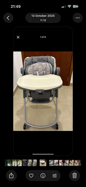 Adjustable Grey Baby High Chair with Tray - Good Condition