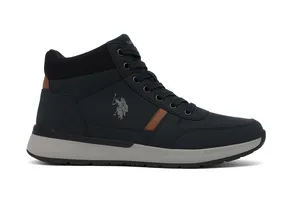 U.S. Polo Assn Men’s High-Top Casual Sneakers – Navy/Black – Size 43  حذاء رجالي هاي توب من U.S. Pol