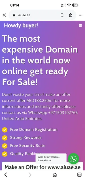 Premium .ae Domain For Sale www.aiuae.ae (Make an Offer)