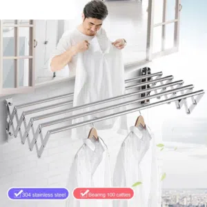 منشر غسيل جداري ستانلس ستيل قابل للطي يركب على جهه واحده داخل البيت او خارجه