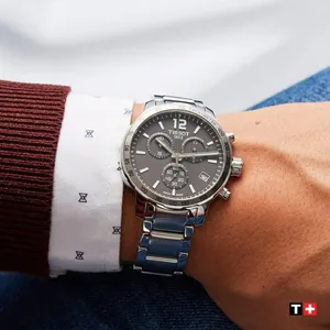ساعة تيسو رجالي سويسرية Tissot Quickster Chronograph Stainless Steel/Black Men's Watch
