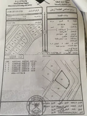 للبيع أرض سكنية كورنر في شناص منطقة سور حماد(قريب من الشعبية) 800 متر