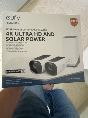 Eufy solar 4k security camera 2+1 new sealed box كاميرا يوفى بالطاقه الشمسيه جديده غير مستخدمه 2+1