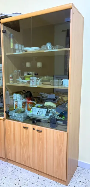 URGENT SALE  Glass-front Wooden Display Cabinet with Storage Base  4 Doors