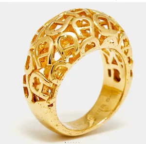 Aigner Style Designer Cut-Out Ring – Gold Plated Elegant Look
