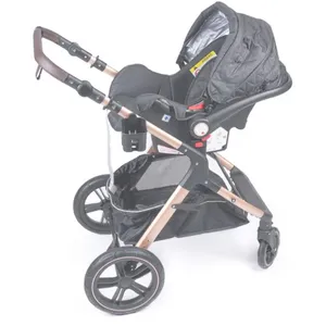 Belecoo stroller - Fold-To-Half Luxury 3-In-1 Travel System - Black