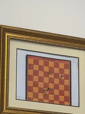 Magnus Carlson alireza and hikaru signed chess board