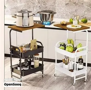 Metal rack with wooden top and steal tyres