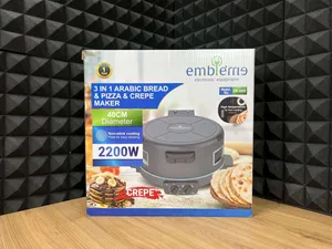 خبازة وصانعة معجنات امبيليوم كهربائية منزلية 2200 واط وسطح خبز واسع بقطر 40 سم - صفيحة طهي غير لاصقة