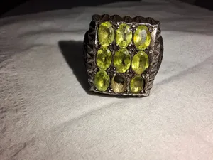 emerald silver old ring and stone 925