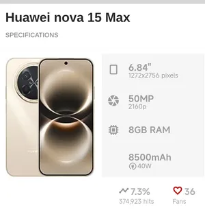 Huawei Nova 15 MAX just one box no used