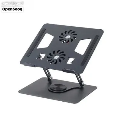 Aluminum Alloy Laptop Cooling Holder 360 Rotating Laptop Holder Rack With 2 FAN STAND MD 2