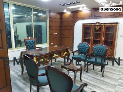 مكتب كلاسيك خشب زان +اربع كراسي انتظار خشب زان وجلد طبيعي 2