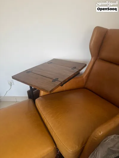 Leather chair westelm with coffee table 4