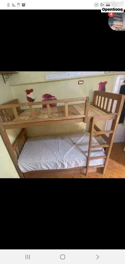 سرير خشب دورين خشب زان بملل والسلم والحاجز Furniture oh 3