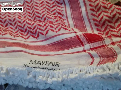 شماغ البسام ماي فير (Mayfair) إنجليزي أصلي، مهدب يدويًا بنقشة الهدب الملوكي الأردني الفاخر. 4