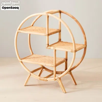 Made of rattan book shelves رف عرض دائري رف نباتات ديكور لوحات جمالية آثاث منزلي home furniture tabl 4