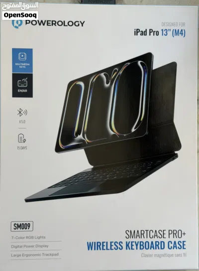 Powerology Smart Case Pro+اللاسلكية المزودة لوحة مفاتيح لجهاز iPad Pro13 (M4)اسود عربي جديد إنجليزي 3