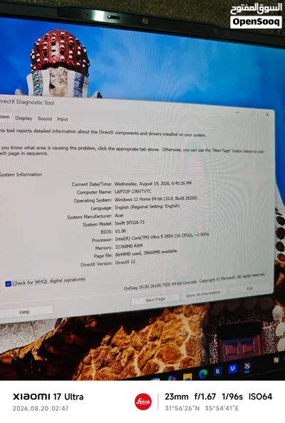 Acer Swift Go 16 OLED Core 9 Ultra 285H شاشة اوليد فخم جدا 32 جيجا رام 4