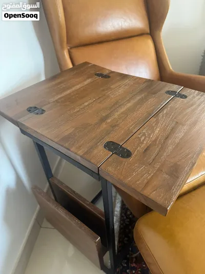 Leather chair westelm with coffee table 2