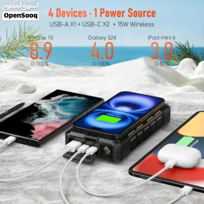 باور بانك شمسي DJROLL سعة 36000mAh يشحن 9 مرات فل كامل سعة كبيرة 36000mAh 2