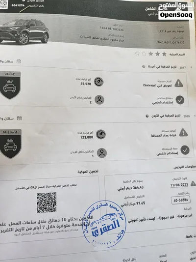 تيوتا راف فور limted2018 بحاله الوكاله 3جيد ضربه راسيه 4