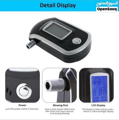 جهاز فحص نسبة الكحول في النفس AT6000، مزود بشاشة LCD زرقاء رقمية، ومنبه صوتي، صغير الحجم، محمول، 3