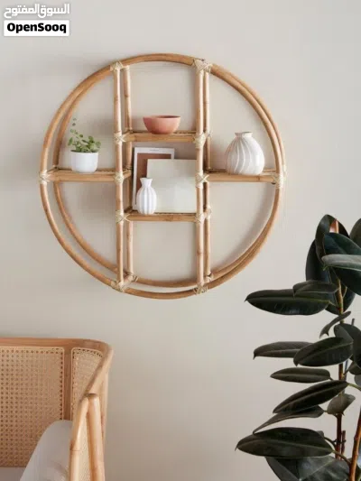 Made of rattan book shelves رف عرض دائري رف نباتات ديكور لوحات جمالية آثاث منزلي home furniture tabl 3