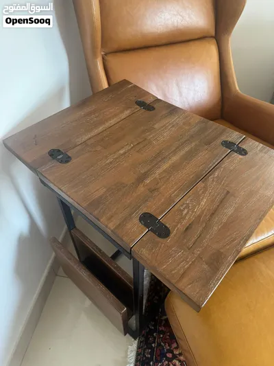 Leather chair westelm with coffee table 3