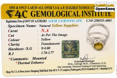 Certified Natural Yellow Sapphire Unheated Untreated Ring 2