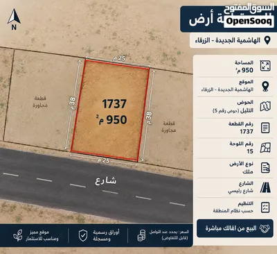 فرصة استثمارية أرض 950م مع بيت حجر – الهاشمية الجديدة 4