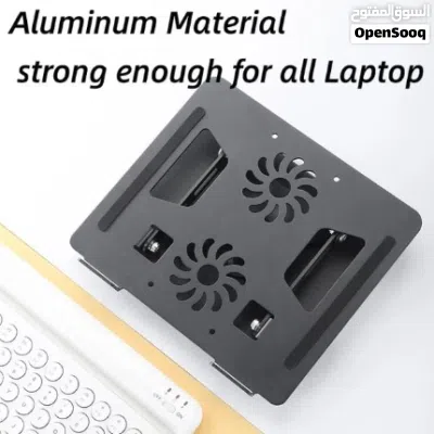 Aluminum Alloy Laptop Cooling Holder 360 Rotating Laptop Holder Rack With 2 FAN STAND MD 4
