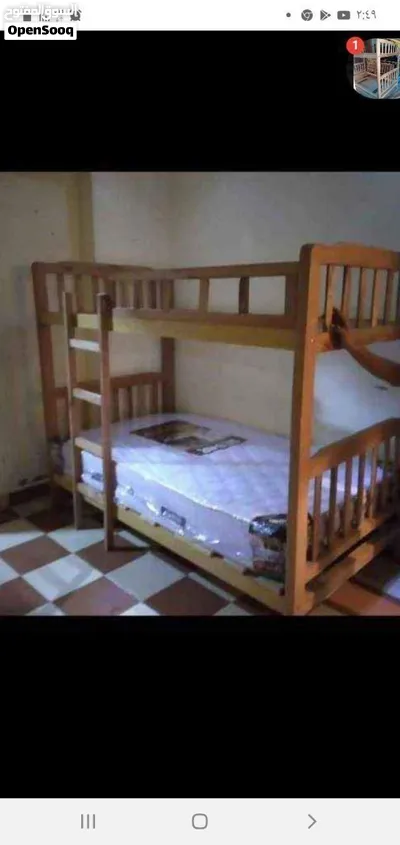 سرير خشب دورين خشب زان بملل والسلم والحاجز Furniture oh 2
