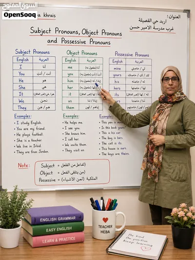 انا معلمة لغة إنجليزية تاسيس ومتابعة منهاج لجميع الصفوف اربد حي القصيلة 3