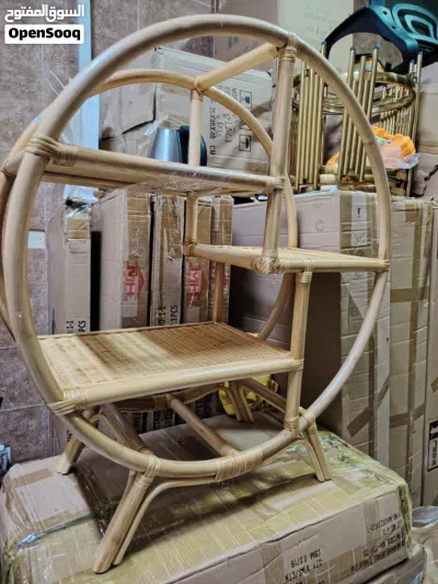 Made of rattan book shelves رف عرض دائري رف نباتات ديكور لوحات جمالية آثاث منزلي home furniture tabl 2