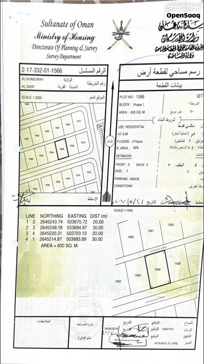 للبيع ارضين شبك في الخابورة ( القصف) مربع 332 2
