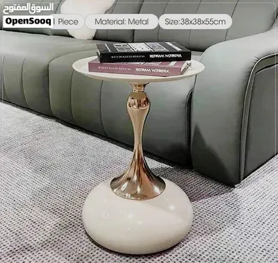 Modern Round Side Table with Glossy Gold Stand 4
