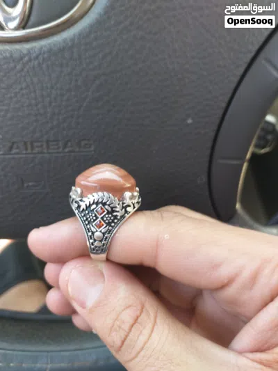 خاتم عقيق يمني سليماني بقراني طبيعي natural yamani sulaimani agate ring 3