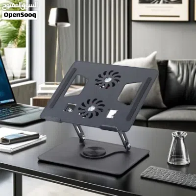 Aluminum Alloy Laptop Cooling Holder 360 Rotating Laptop Holder Rack With 2 FAN STAND MD 3