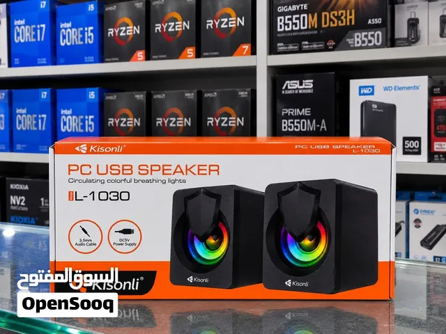 سبيكرات سماعات كمبيوتر ولابتوب من Kisonli (الموديل: L-1030) مع إضاءة RGB متحركة – إضافة مميزة لمكتبك