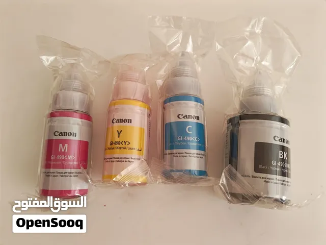حبر طابعة كانون أصلي Canon GI-490 (طقم كامل 4 ألوان) - جديد بالتغليف