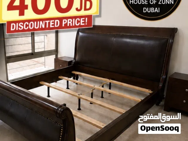 Luxury ZUNN King Bed – 100% Genuine Leather & Oak Wood – Original Pakistani Manufacture