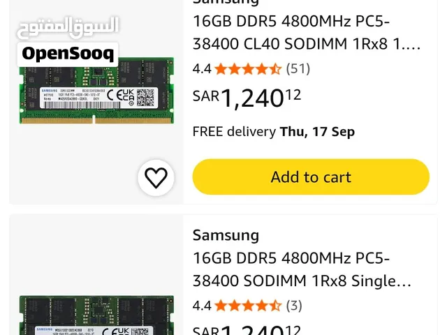 رامات لابتوب DDR5 32GB (16+16) من سامسونق laptop RAM