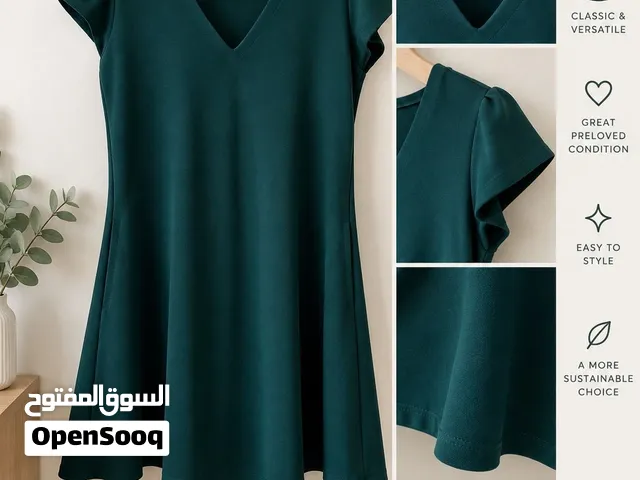 Emerald V-Neck Cap Sleeve Dress (Small to Medium)  HTP Clothing