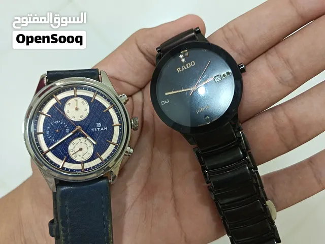 ساعة رادو تقليد نظيفه مع ساعة تيتان اصليه لون ازرق جلد اصلي للبيع بسعر 250