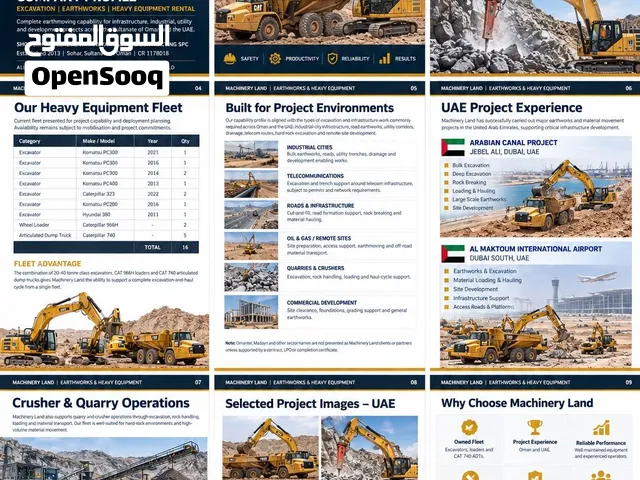 حلول متكاملة لأعمال الحفريات والتسوية والنقل