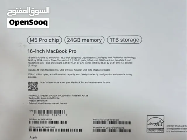 *Brand new MacBook Pro M5 Pro Chip 24GB 1TB 16 Inches