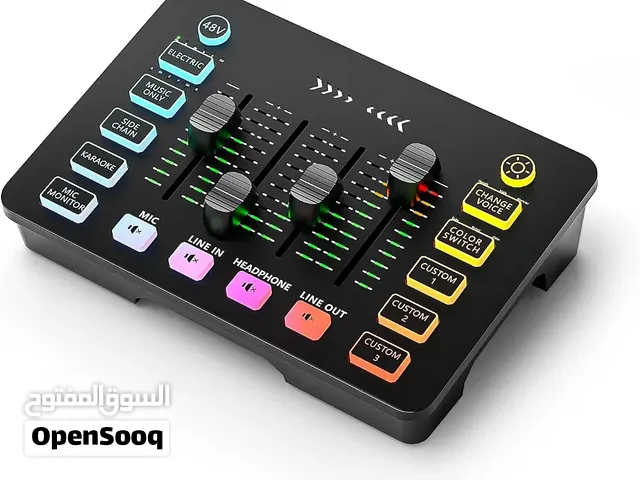 Streaming Audio Mixer, All-in-One Gaming/Broadcasting Mixer with 48V Phantom Power,Mute Button,Volum
