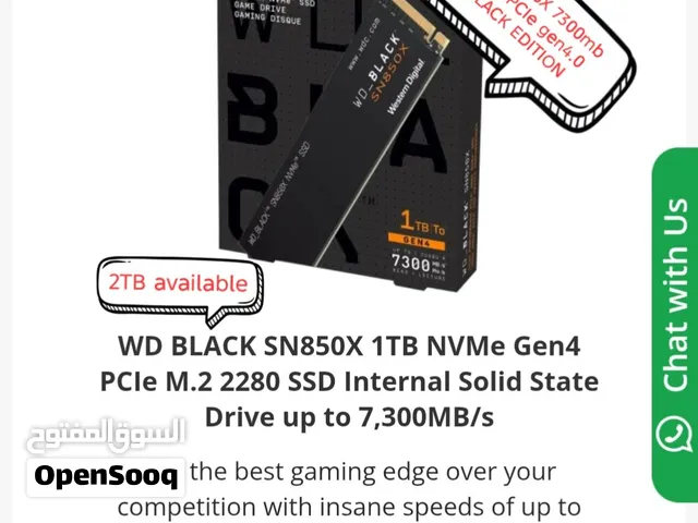 مع إمكانية الأقساط دفعات 2TB WD BLACK SN850X 7300mb PCIe Gen 4.0 SSD WDC  NVME دفعة و قسط
